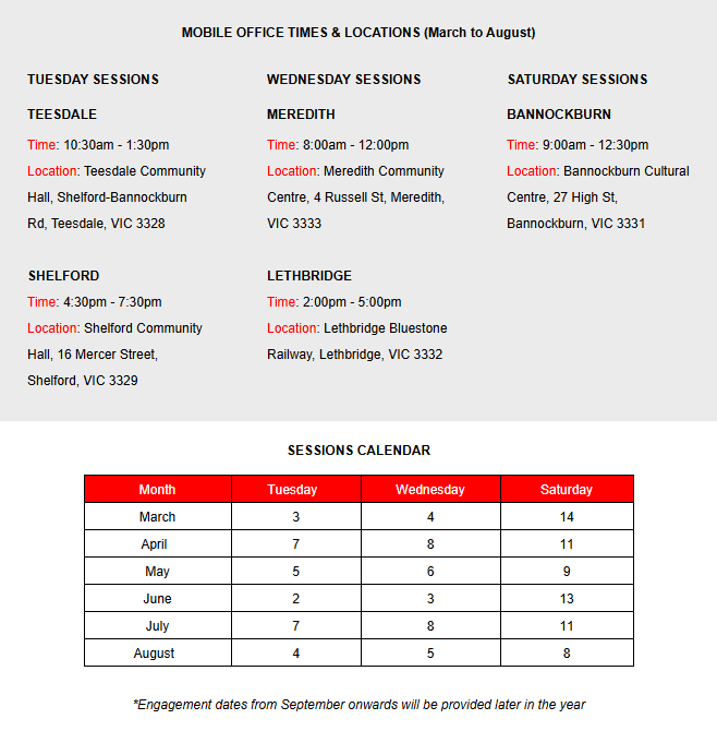 Mobile Office Schedule