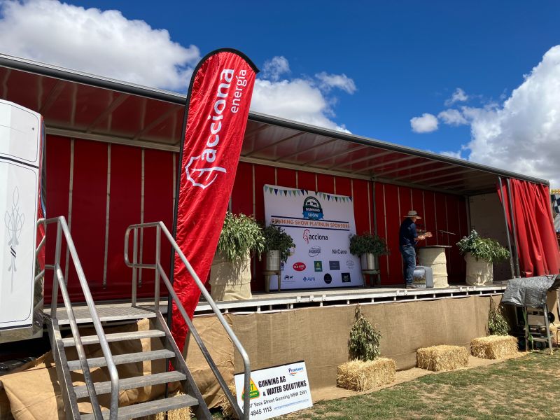 A stage on the back of a truck. 